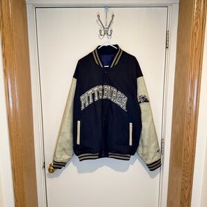 Vintage 90s Pittsburgh Panthers Letterman Jacket Colosseum NCAA Wool Leather XL